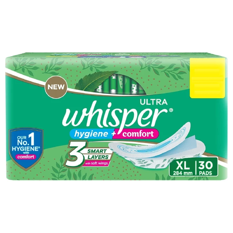 Whisper Ultra Clean Sanitary Pads, 30 Pads-1.webp